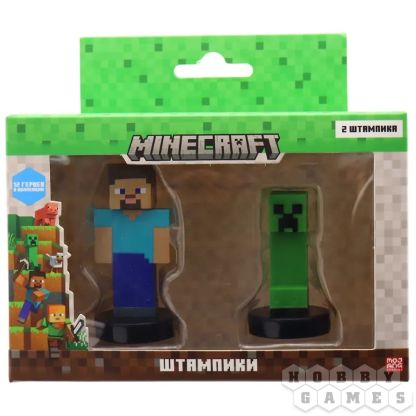 Набор коллекционных штампиков Minecraft (2 шт. в коробке с окном: Стив и Крипер)