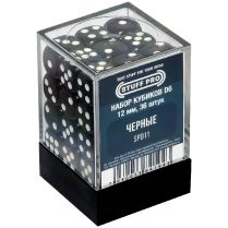 Набор стандартных кубиков D6 Stuff-Pro, 36 шт. (12 мм, чёрные)