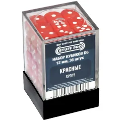 Набор стандартных кубиков D6 Stuff-Pro, 36 шт. (12 мм, красные)