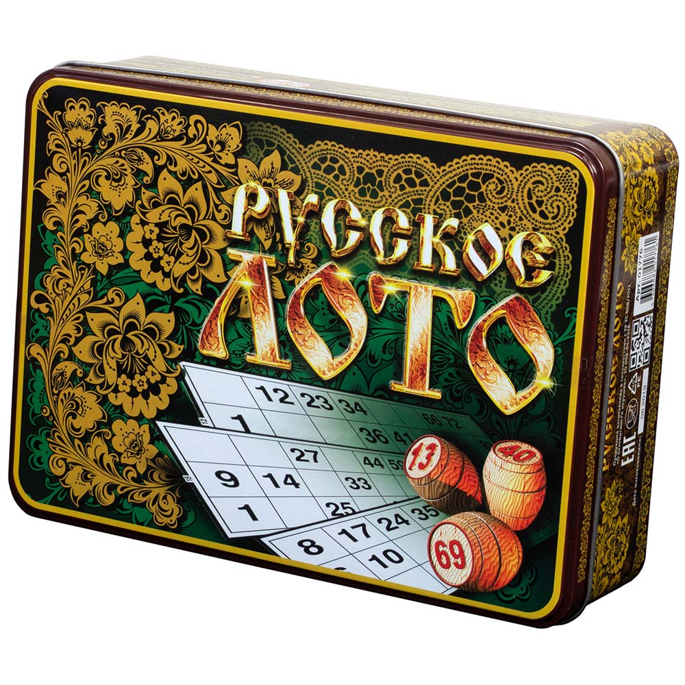 Лото 'Русские узоры' (жестяная коробка)